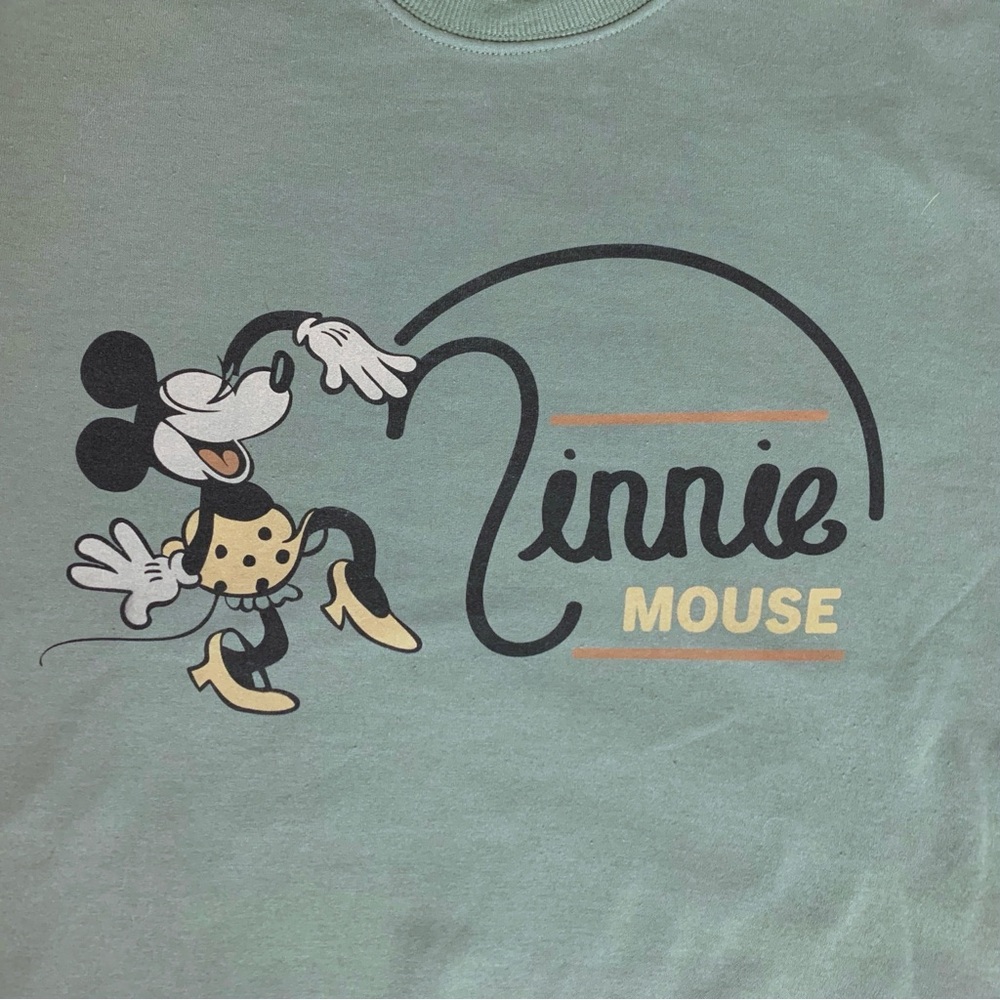 Disney Minnie Mouse Crewneck Sweatshirt Long Sleeve Green Womens Large - Picture 4 of 8